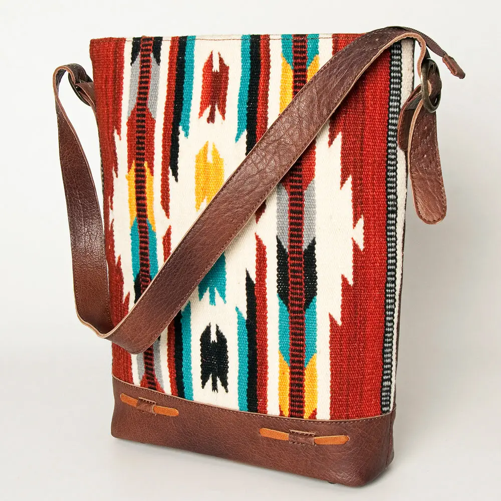 American Darling Large Cross Body Bag Genuine Leather Western Purse With Hand Woven Saddle Blanket And Ykk Zipper 1