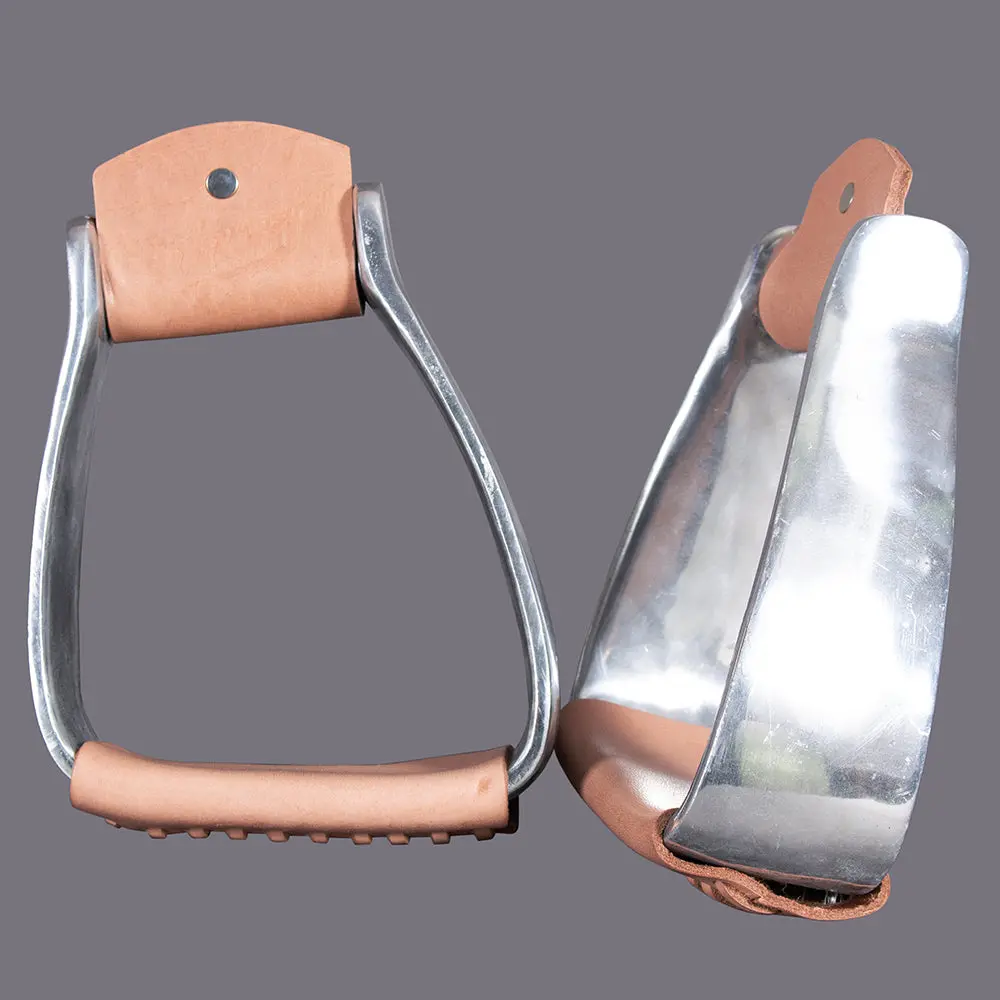 Bar H Equine Western Horse Heavy Duty Aluminium Slanted Saddle Stirups Pair 1