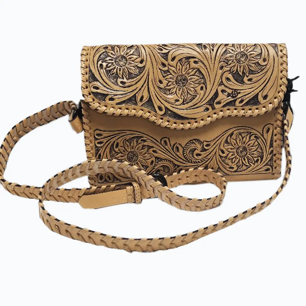 American Darling Wallet Hand Tooled Genuine Leather Women Bag Western Handbag Purse 1