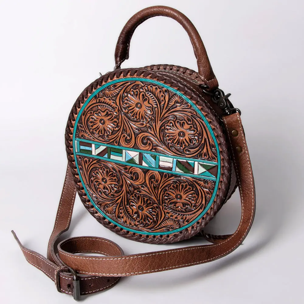 American Darling Women's Canteen Bag Western Hand Tooled Genuine Leather Handbag And Ladies Purse 1