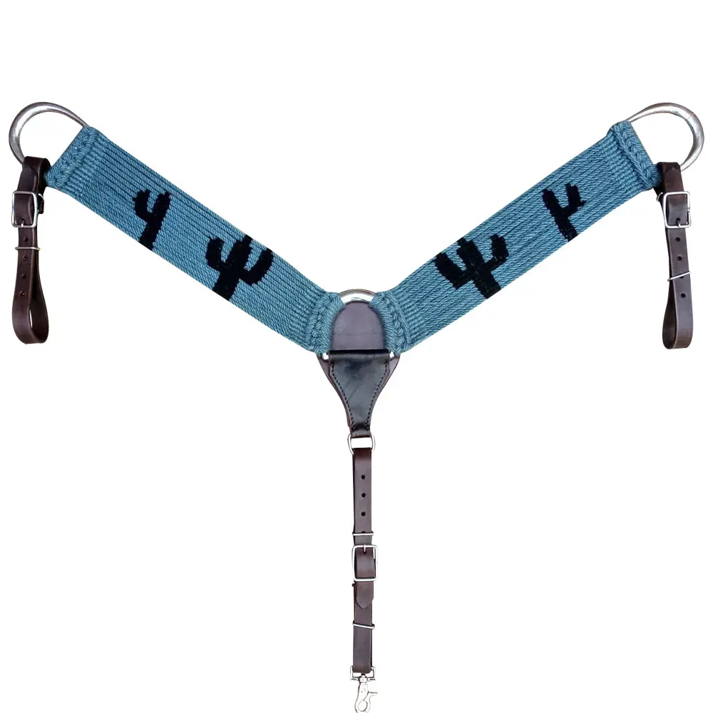 Hilason Western Wool Hand Tooled Breast Collar Blue | Horse Leather For Horses 1