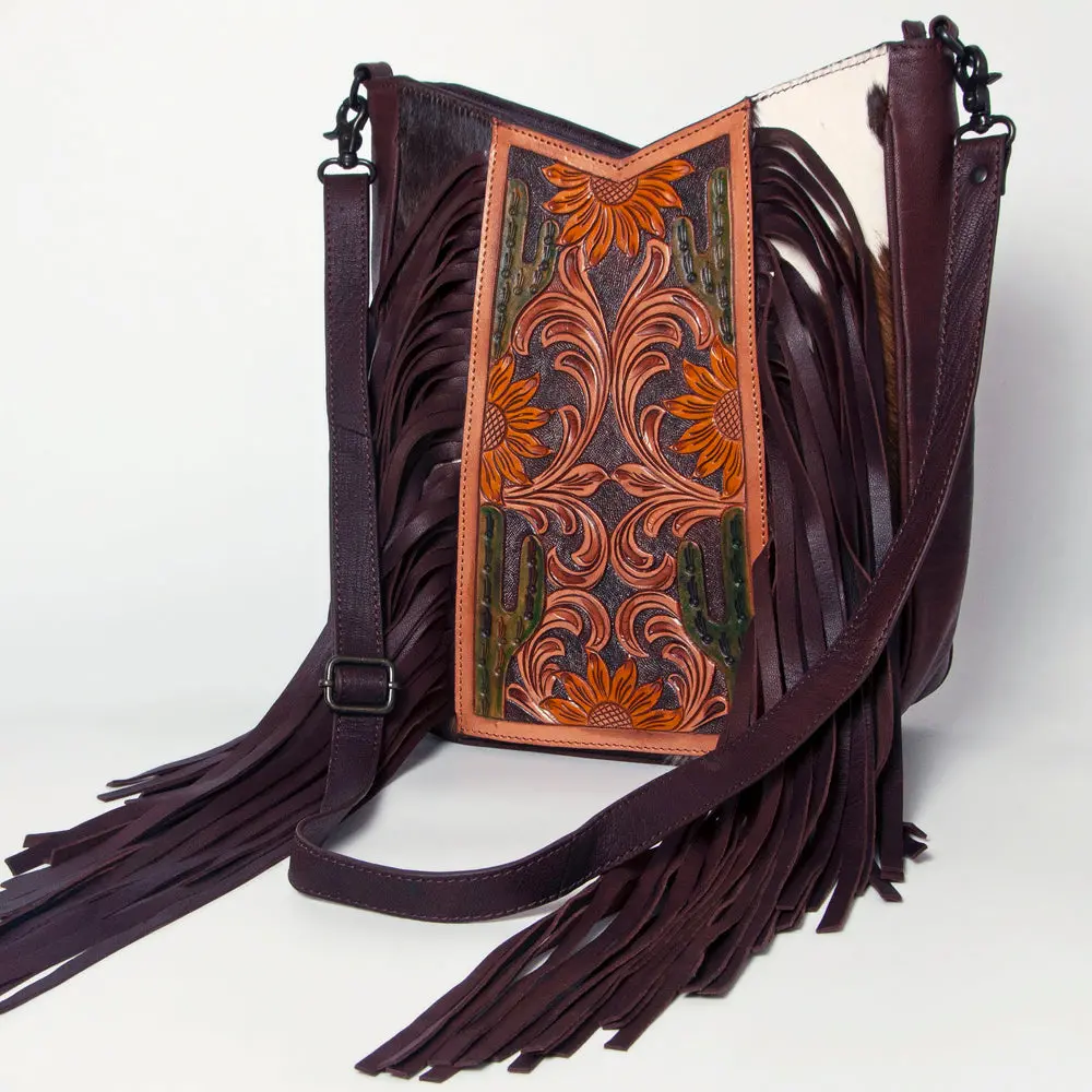 American Darling Large Crossbody Hand Tooled Hair On Genuine Leather Women Bag Western Handbag Purse 2