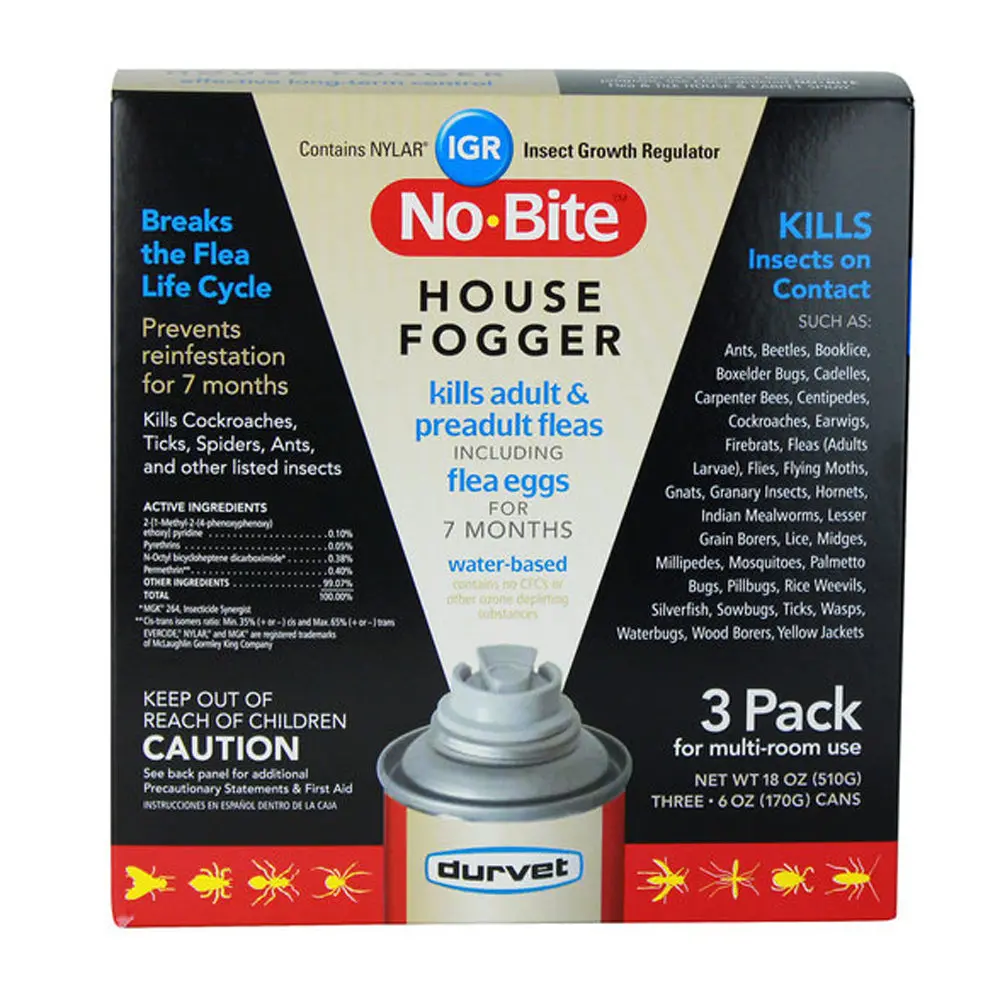 Durvet No Bite Igr House Fogger Kill Flea Eggs Spray Pack Of 3 1