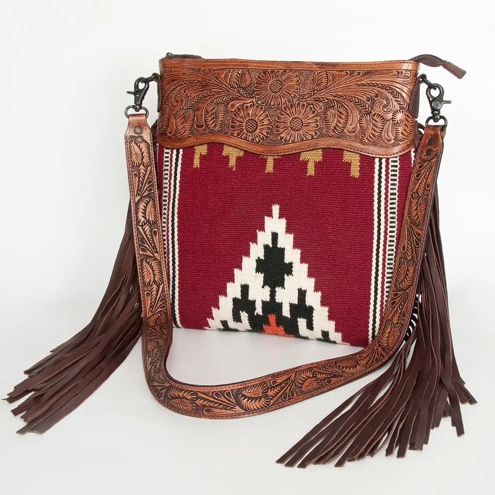 American Darling Signature Crossbody Hand Tooled Saddle Blanket Genuine Leather Western Women Bag Handbag Purse | For Cute 1
