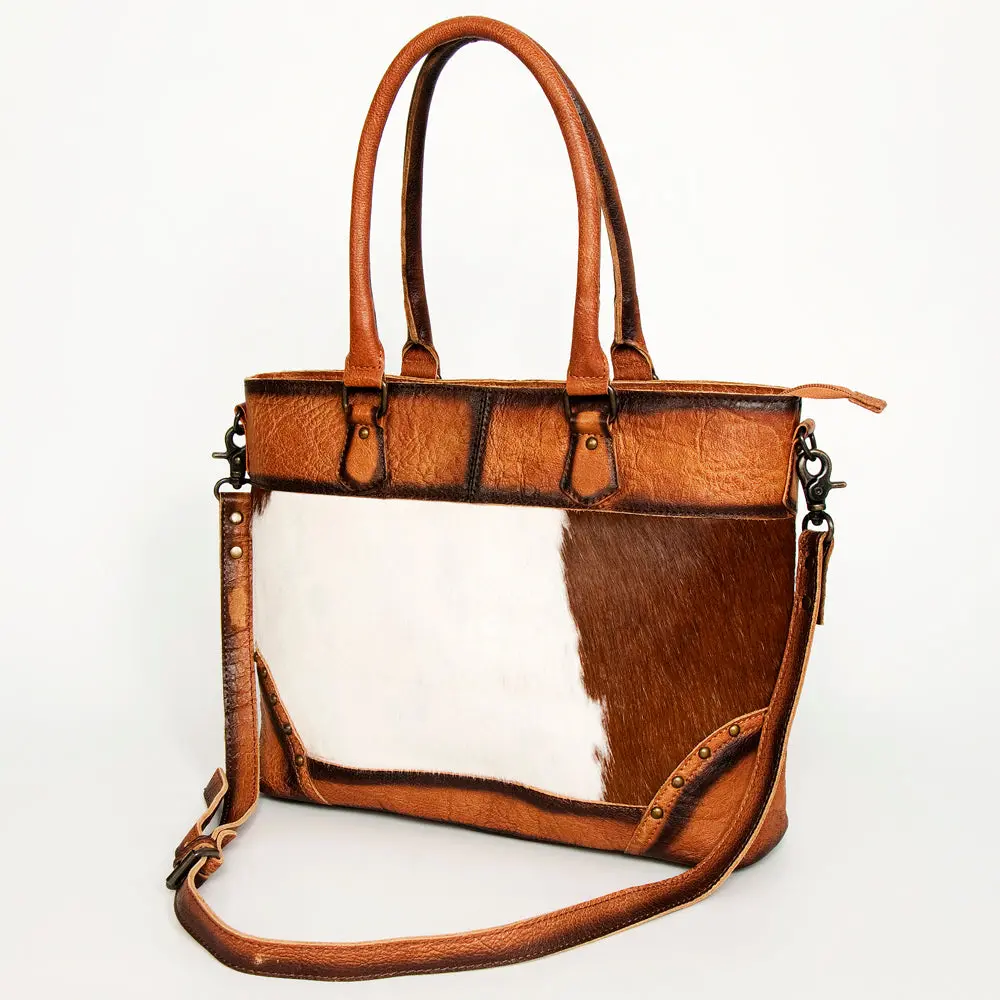 American Darling Hair-On Cowhide Tote Bag – Genuine Full-Grain Leather Western Shoulder Purse With Crossbody Strap, Handmade In Texas 1