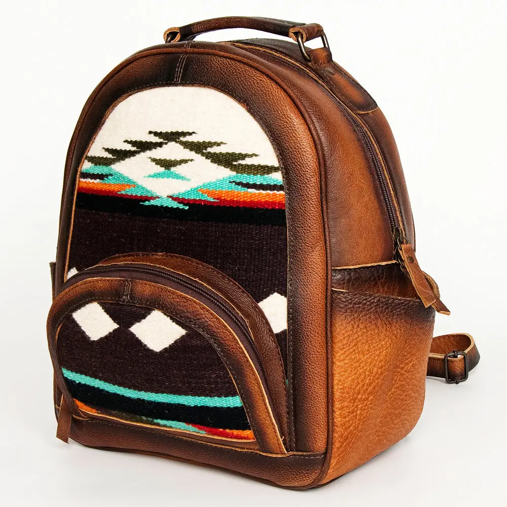American Darling Backpack, Hand Woven Saddle Blanket & Genuine Vegetable-Tanned Leather, Large Western Travel Bag For Women 1