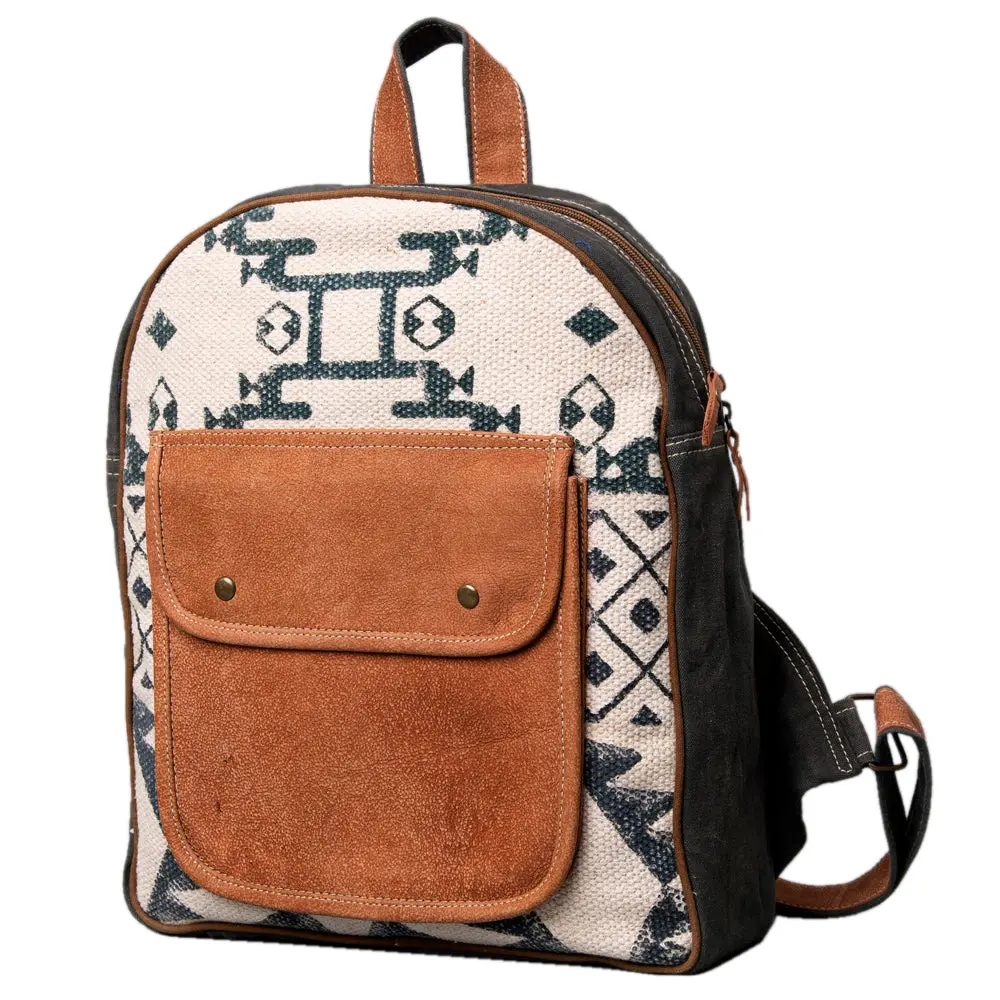 Ohlay Backpack Upcycled Canvas Genuine Leather Women Bag Western Handbag Purse | Womens Handbags Belt For Purses Summer 1