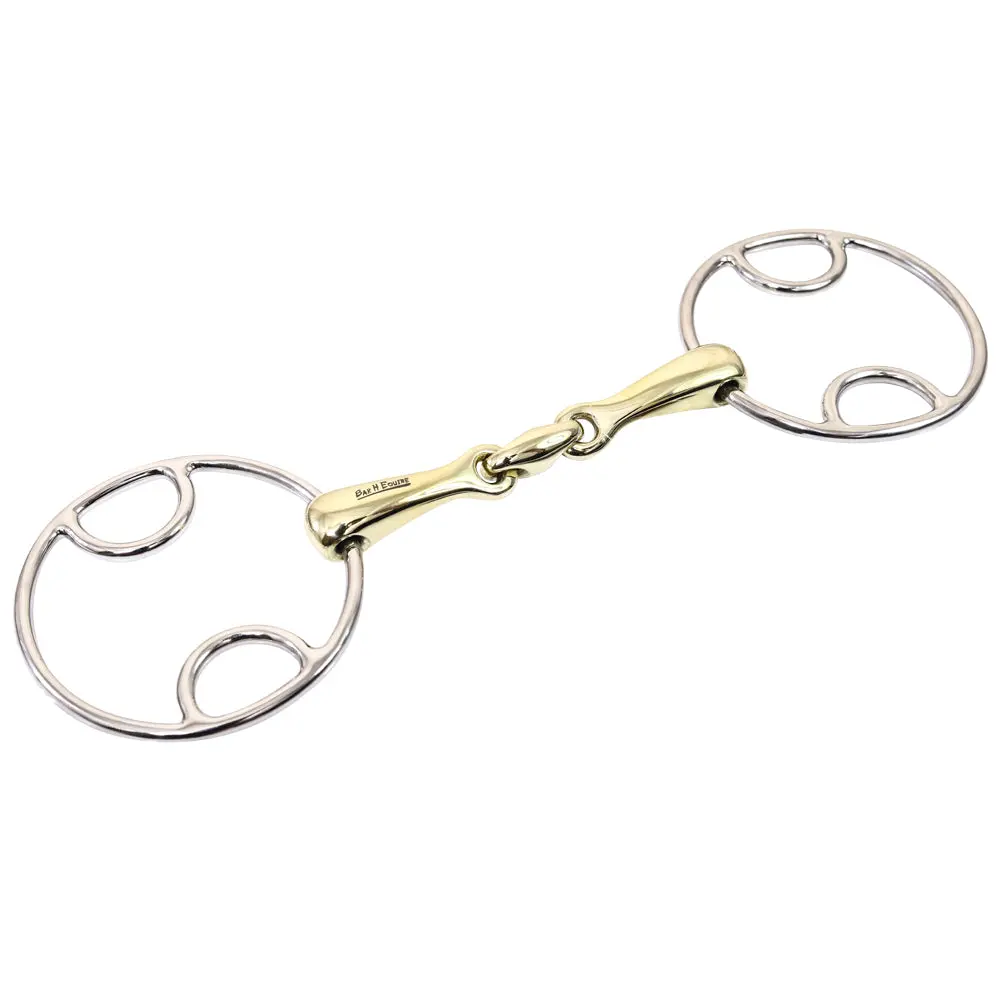 Bar H Equine Western O Ring Brass Mouth Snaffle Horse Bits Stainless Steel Bit 1