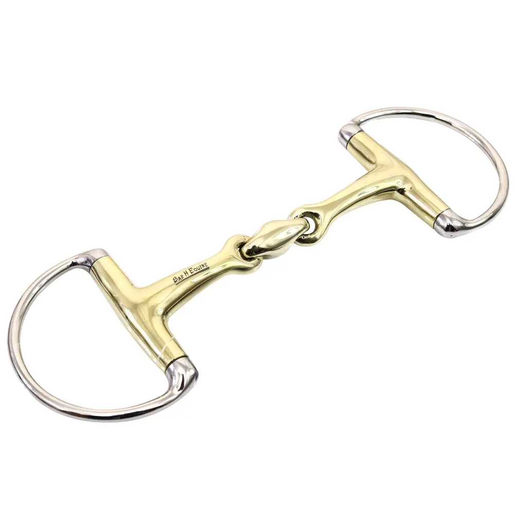 Bar H Equine Western 3 In D Ring Brass 5 Mouth Snaffle Horse Bit Stainless Steel 1