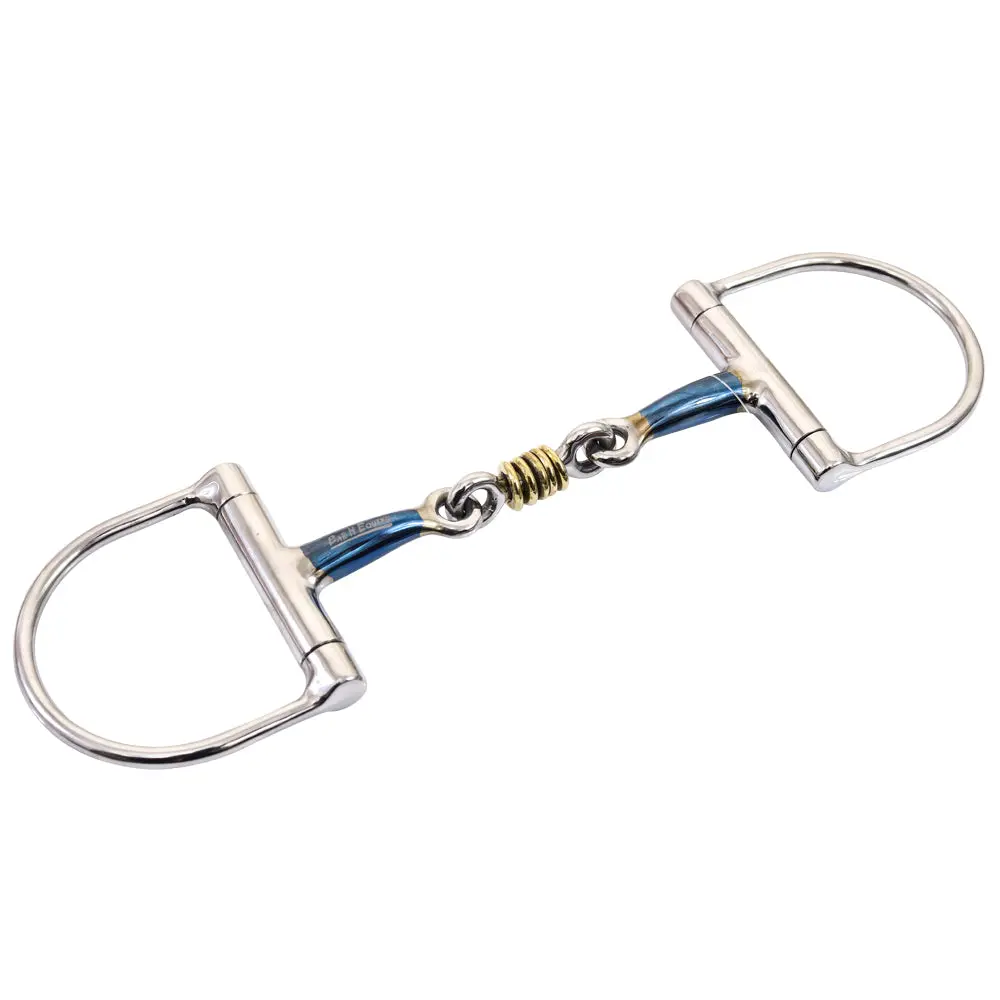 Bar H Equine Stainless Steel D Ring Snaffle Bit W/ Blue Iron & Brass Cherry Rollers | Bits For Horses Horse And Bridles 1