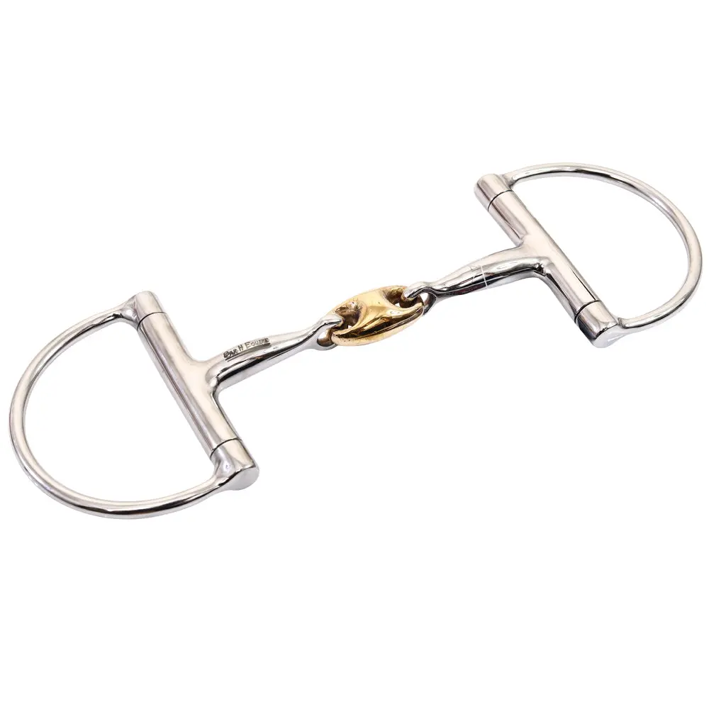 Bar H Equine Stainless Steel D-Ring Snaffle Bit With Copper Link – Gentle Jointed Mouth Horse Bit 1
