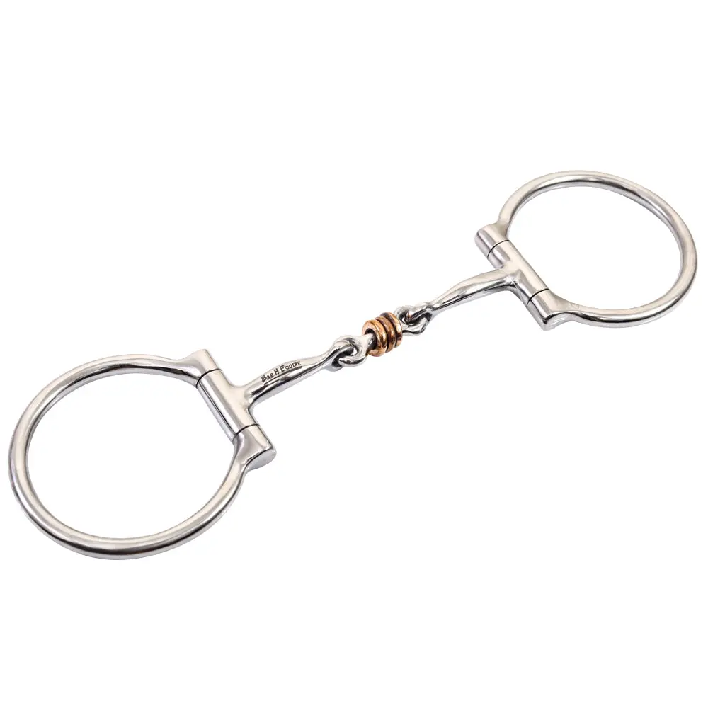 Bar H Equine D Ring Snaffle Tongue Relief Dogbone W/Copper Rollers Bit | Bits For Horses Horse And Bridles 1