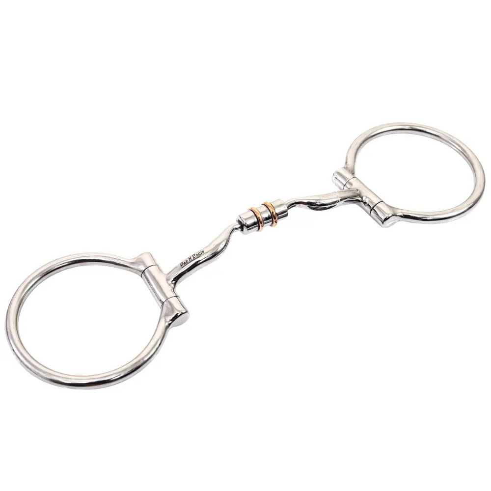 Bar H Equine Small Port D Ring Snaffle Tongue Relief W/Roller Copper Bit | Bits For Horses Horse And Bridles 1