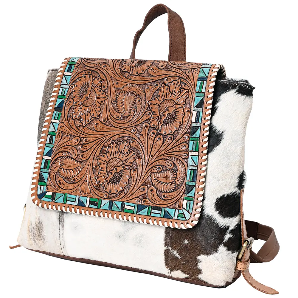 Ohlay Backpack Hand Tooled Hair-On Genuine Leather Women Bag Western Handbag Purse | Womens Handbags Belt For Summer 1