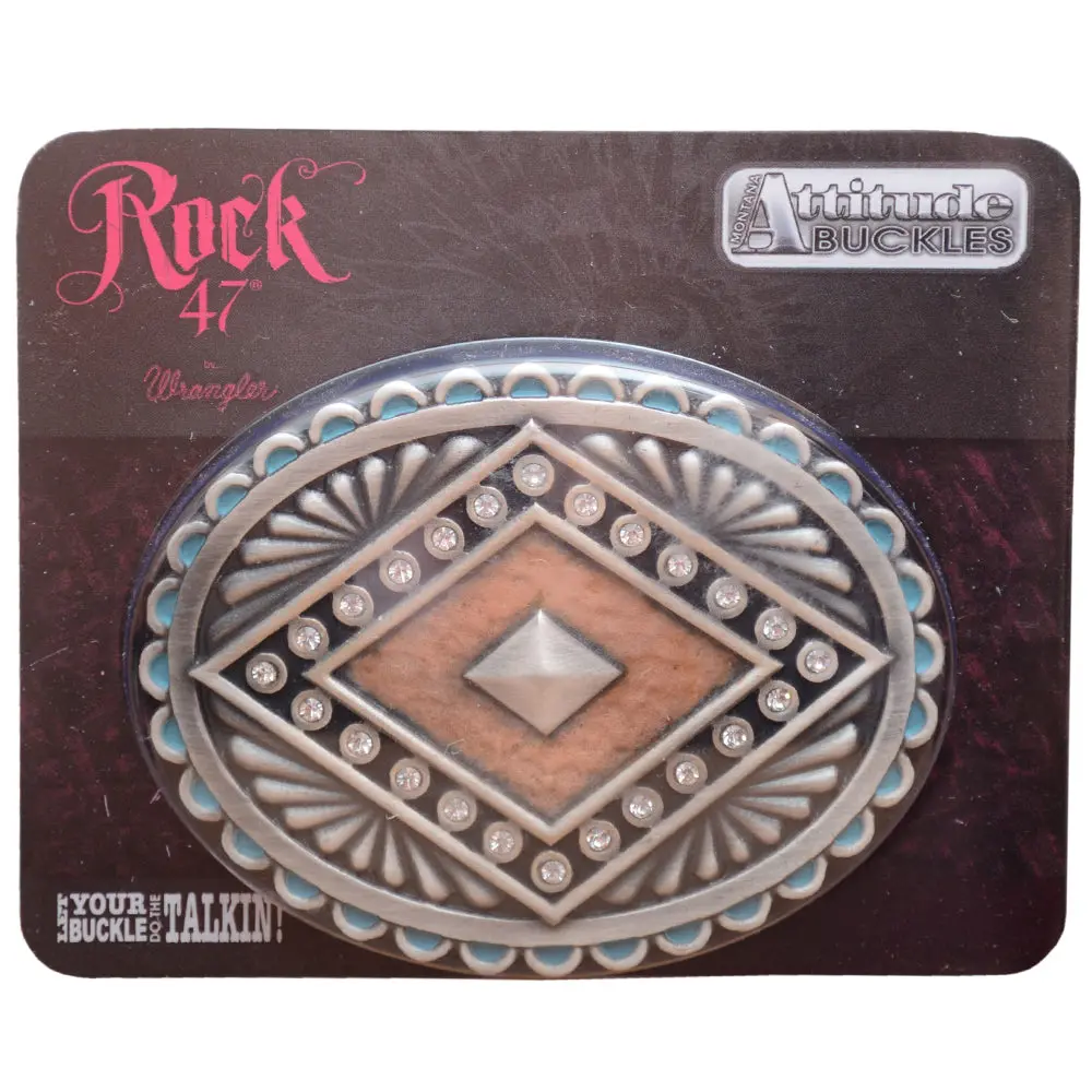 Rock 47 Points Of Aztec Copper Rhinstones Concho Pyramid Attitude Belt Buckle 1