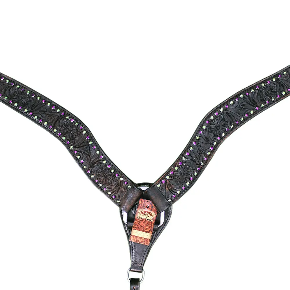 Hilason Western Horse Breast Collar Tack American Leather Black | For Horses 1