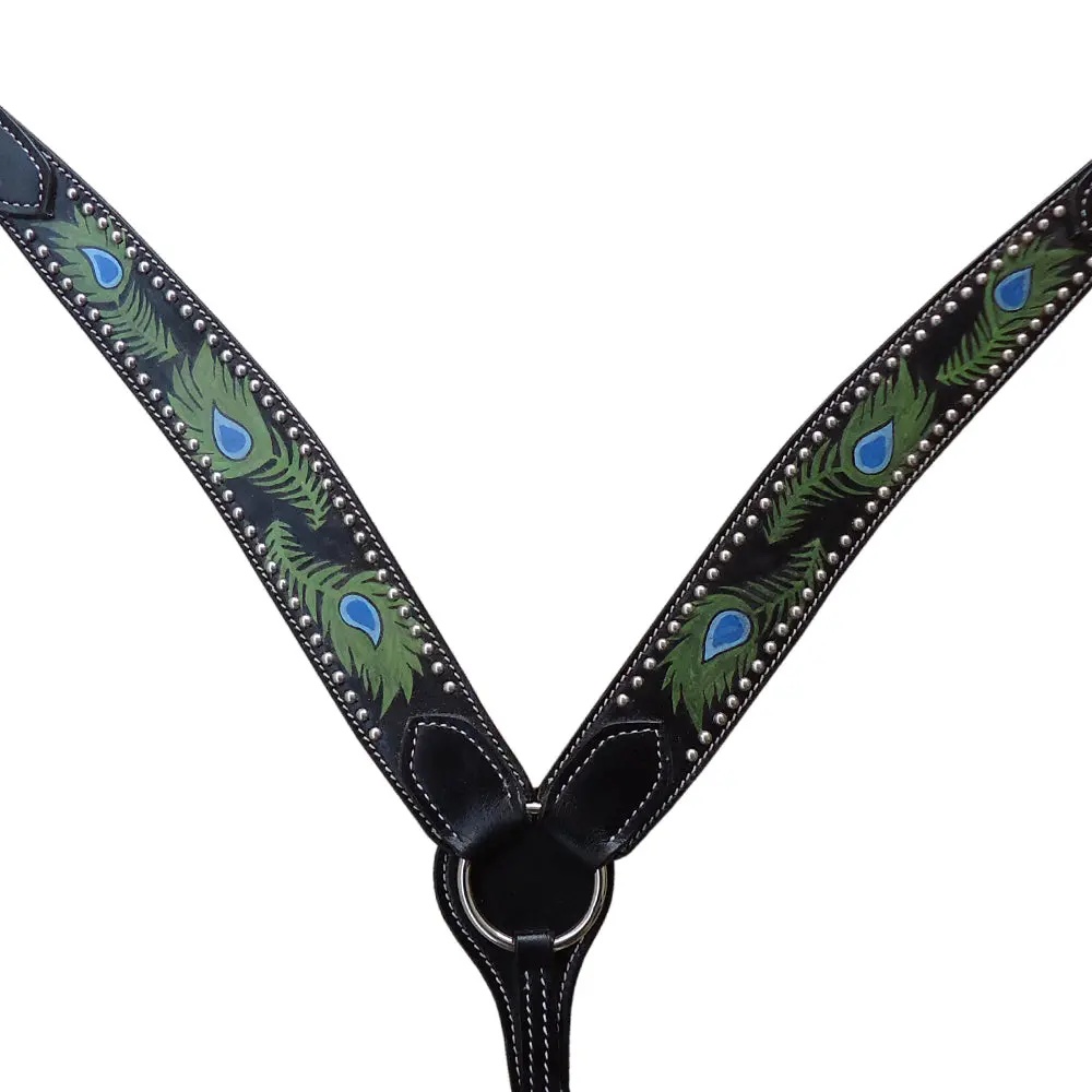 Hilason Western Horse Breast Collar American Leather Black | For Horses 1