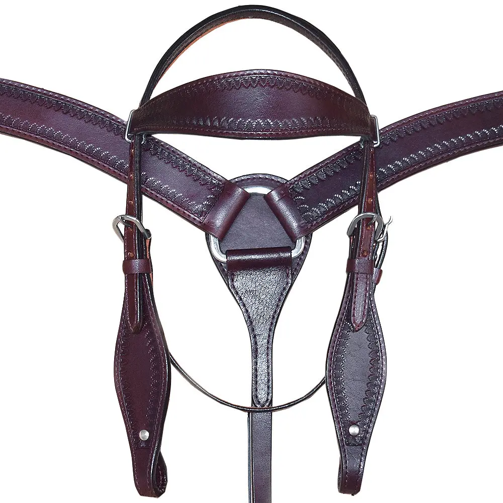 Hilason Western Genuine American Leather Horse Headstall & Breast Collar Set 1
