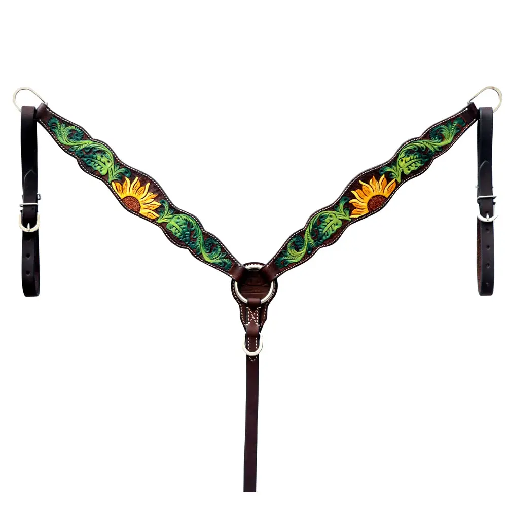 Bar H Equine Horse Genuine Leather Floral Design Hand Painted Tack Set Brown 1