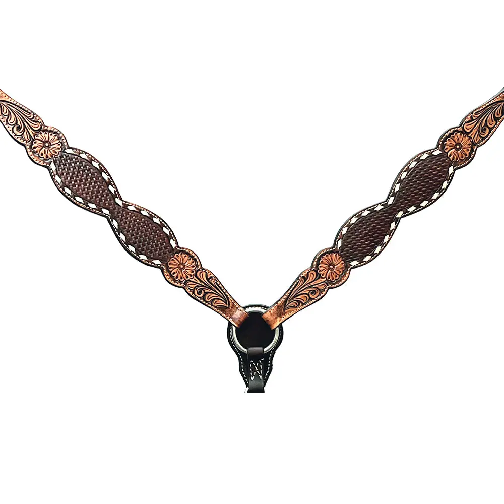 Bar H Equine Genuine Western American Leather Horse Premium Headstall & Breast Collar Set 2