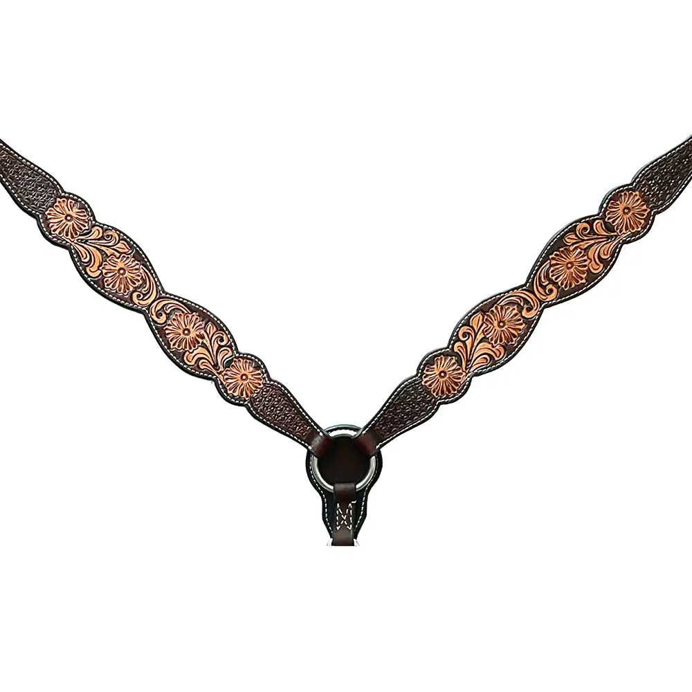 Bar H Equine Genuine Western American Leather Horse Premium Headstall & Breast Collar Set 1
