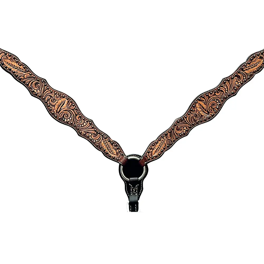 Bar H Equine Genuine Western American Leather Horse Premium Headstall & Breast Collar Set 1