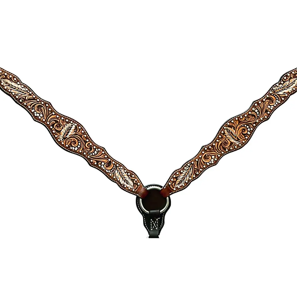 Bar H Equine Genuine Western American Leather Horse Premium Headstall & Breast Collar Set 1