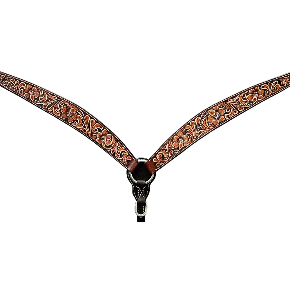 Bar H Equine Genuine Western American Leather Horse Premium Headstall & Breast Collar Set 1