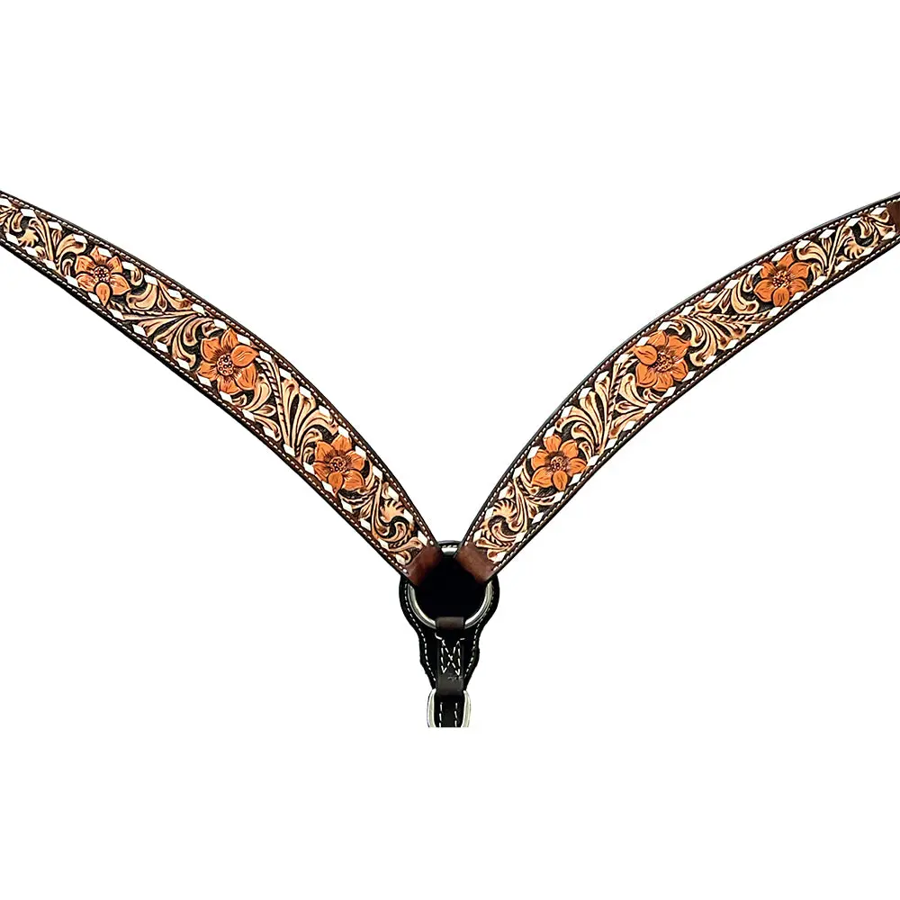 Bar H Equine Genuine Western American Leather Horse Premium Headstall & Breast Collar Set 1