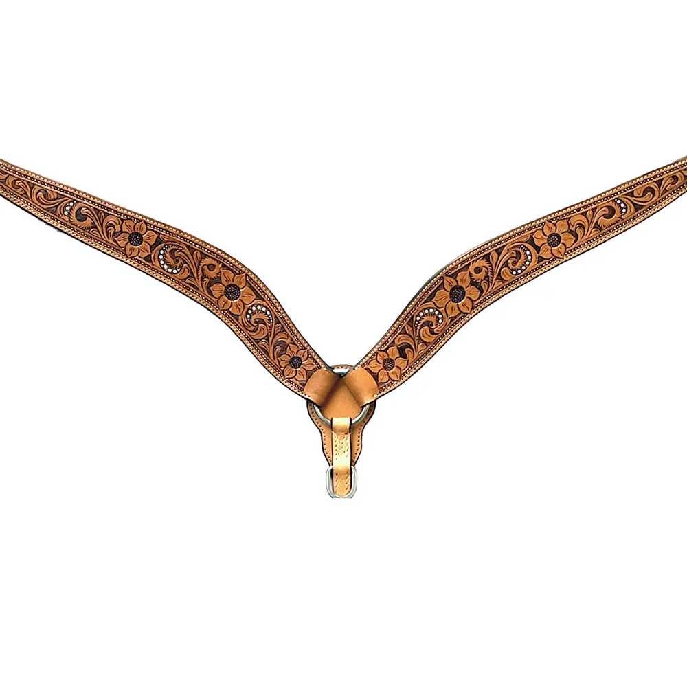 Bar H Equine Genuine Western American Leather Horse Premium Headstall & Breast Collar Set 1