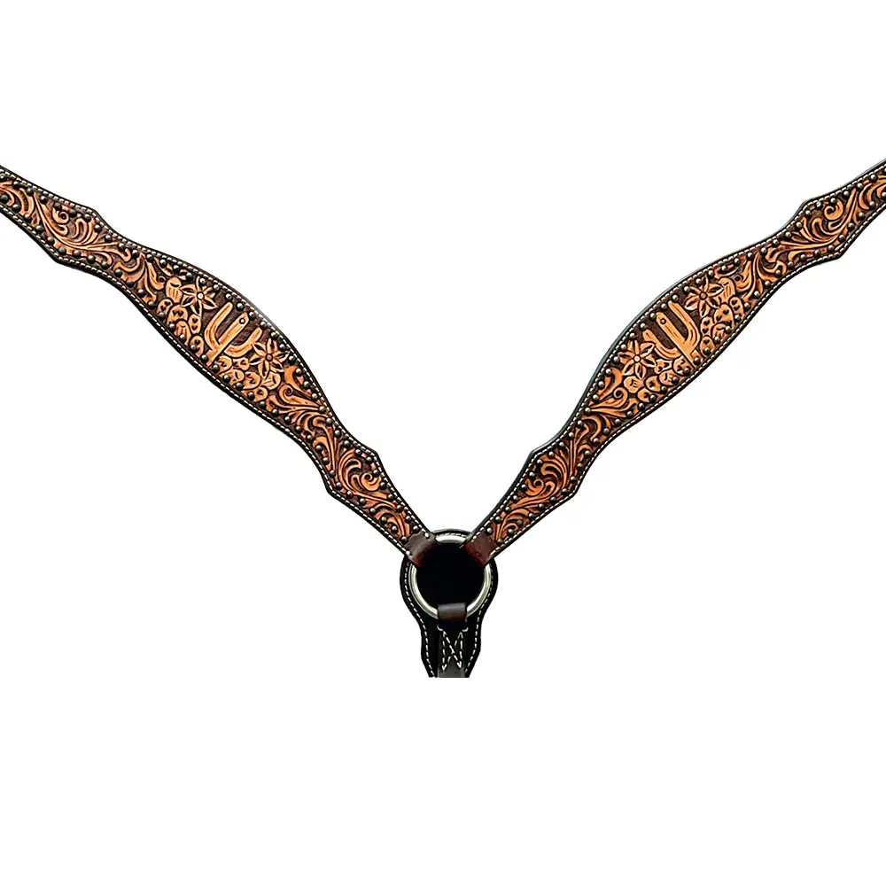 Bar H Equine Genuine Western American Leather Horse Premium Headstall & Breast Collar Set 1