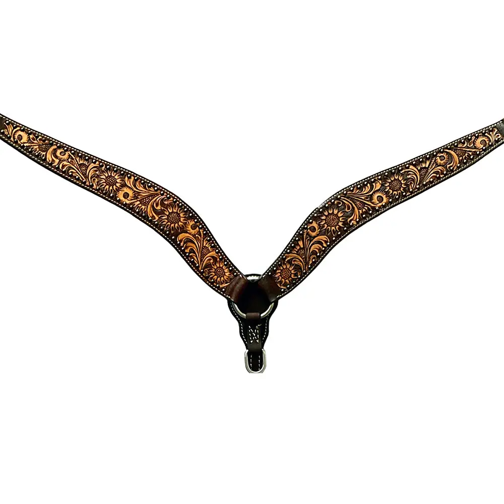 Bar H Equine Genuine Western American Leather Horse Premium Headstall & Breast Collar Set 1