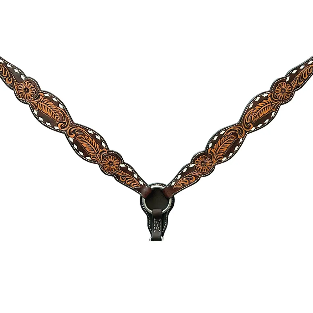 Bar H Equine Genuine Western American Leather Horse Premium Headstall & Breast Collar Set 1