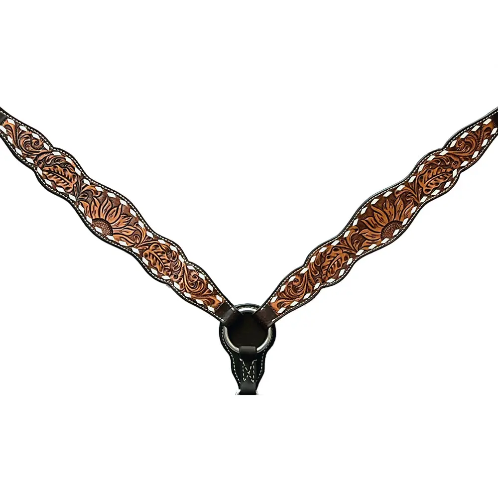 Bar H Equine Genuine Western American Leather Horse Premium Headstall & Breast Collar Set 1