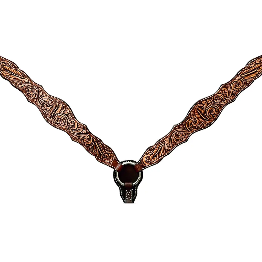 Bar H Equine Genuine Western American Leather Horse Premium Headstall & Breast Collar Set 2