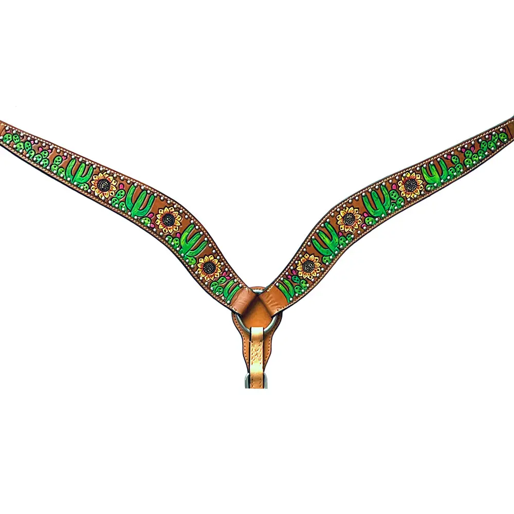 Bar H Equine Genuine Western American Leather Horse Premium Headstall & Breast Collar Set 3