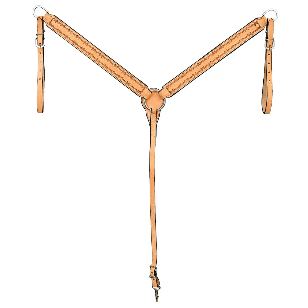 Hilason Western Horse Breast Collar Handtooled American Leather Tan | Collars For Horses 1