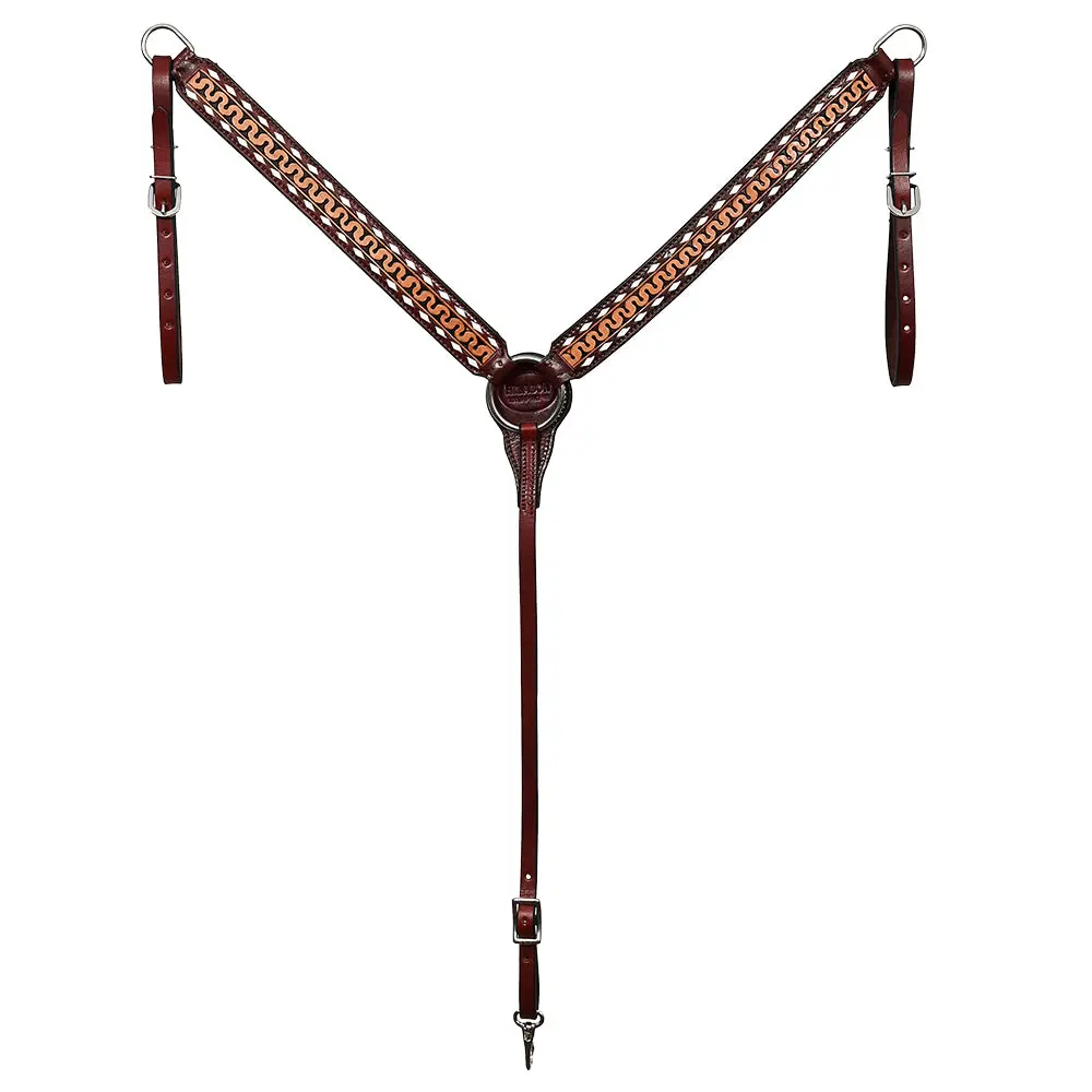 Hilason Breast Collar Western Horse Handtooled Buckstitch Leather Brown | Collars For Horses 1