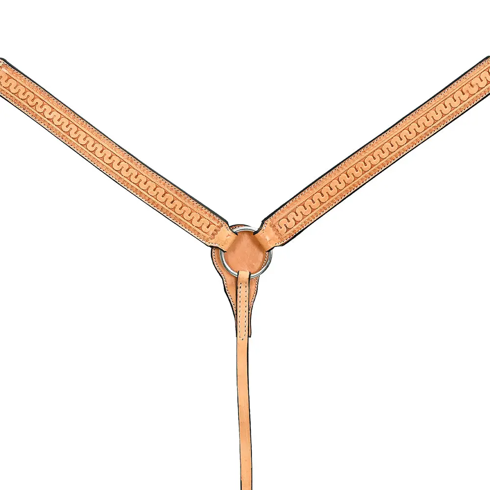 Hilason Western Horse Genuine American Leather Headstall & Breast Collar Set Tan 1