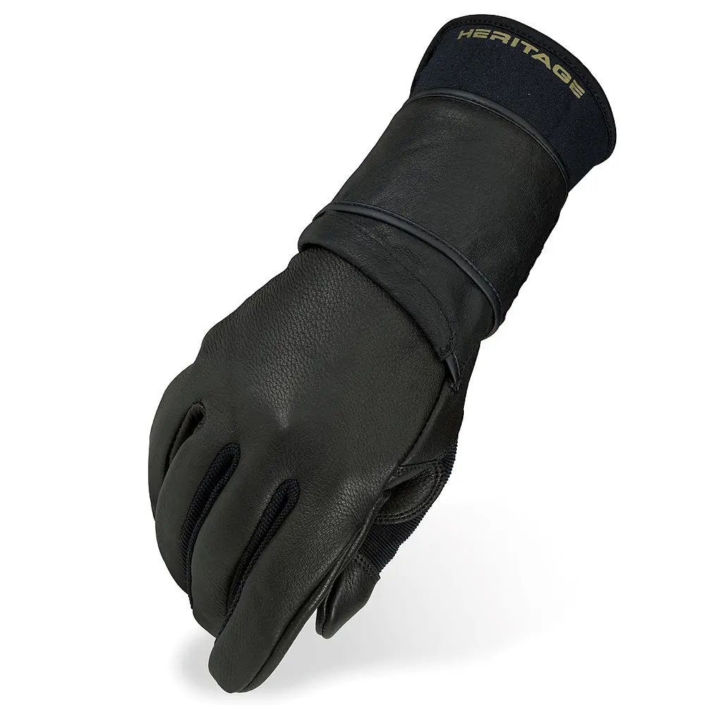 07 Size Heritage Pro 80 Bull Stretchable Riding Gloves Black 1