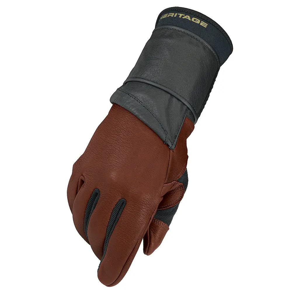 11 Size Heritage Pro 80 Bull Stretchable Riding Gloves Brown With Black 1