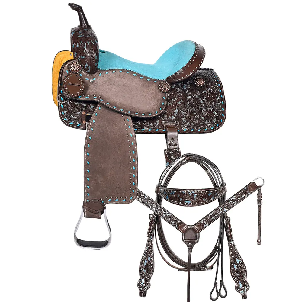 Comfytack By Hilason Western Leather Horse Barrel Racing Trail Saddle Tack Set Hand Tooled 1