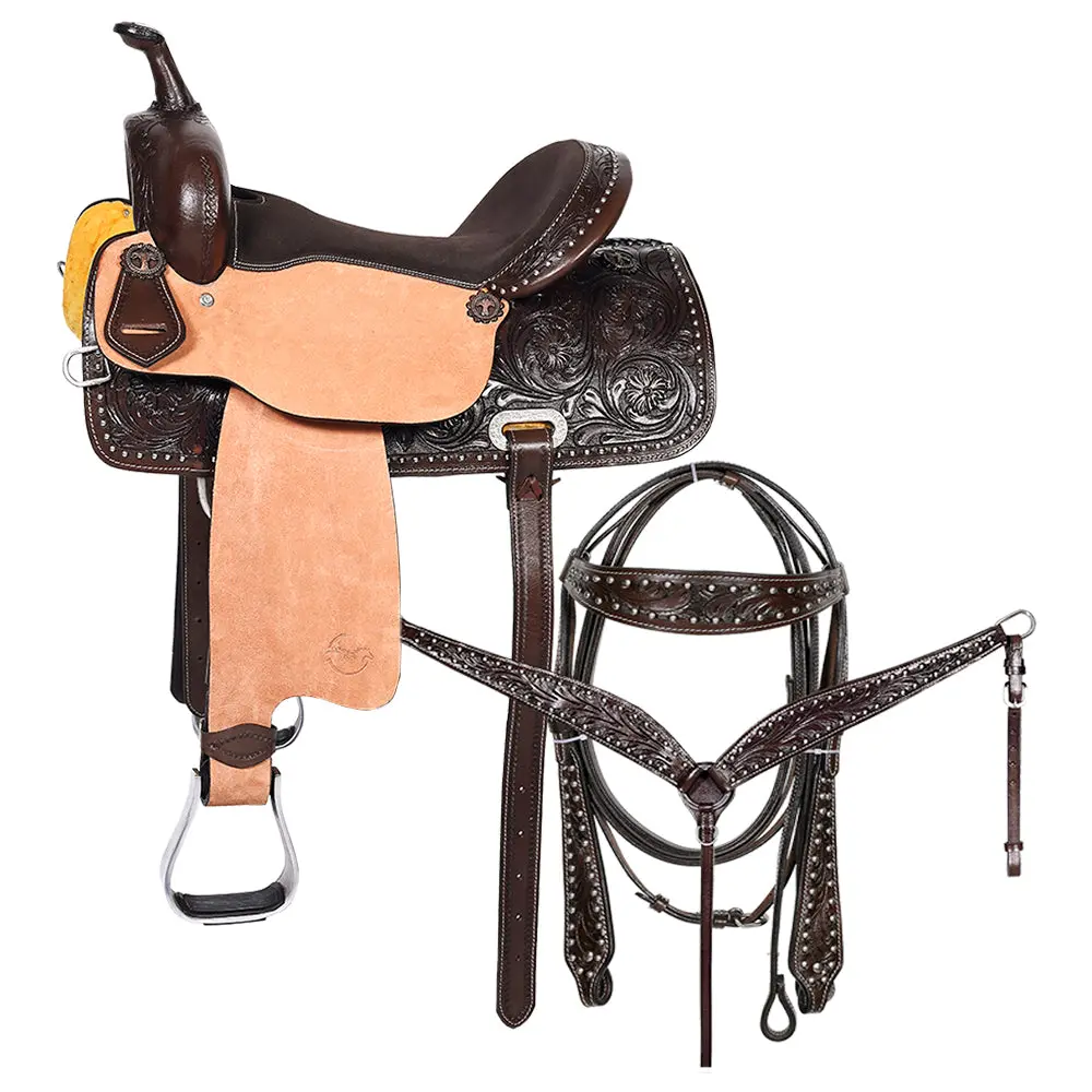 Western Horse Barrel Racing Trail Saddle Tack Set American Leather Comfytack 1