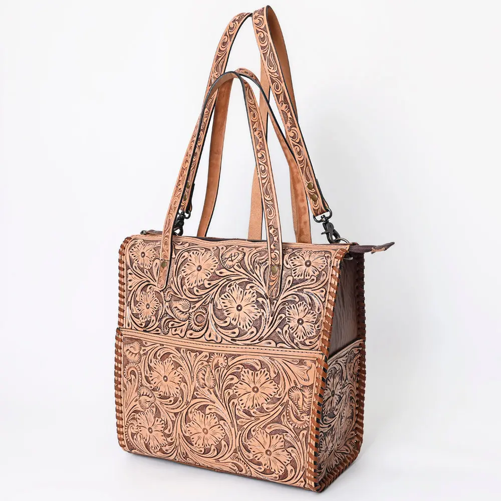 American Darling Hand-Tooled Floral Leather Backpack Tote For Women – Genuine Western Convertible Bag With Adjustable Straps And Dual Handles 1