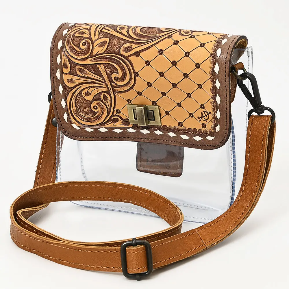 American Darling Clear Bag Hand Tooled Genuine Leather Women Western Handbag Purse 1