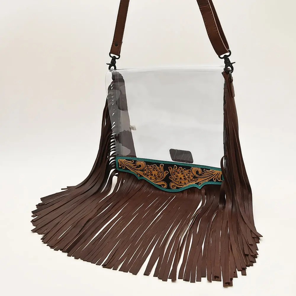 American Darling Clear Bag Hand Tooled Genuine Leather Women Western Handbag Purse 1