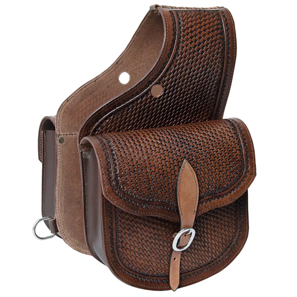 Hilason Soft Leather Horse Saddle Bag Brown | Equestrian Western Adjustable Closure 3