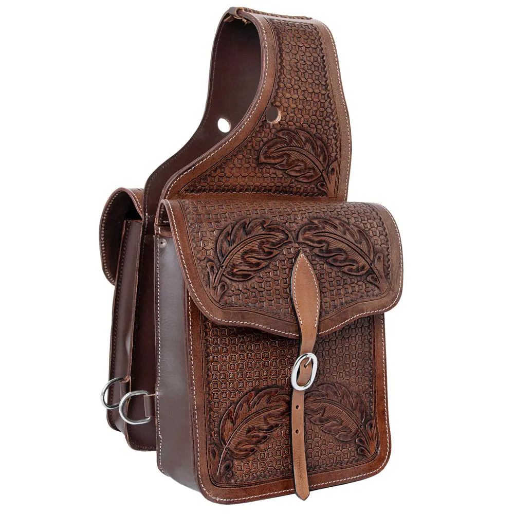 Hilason Soft Leather Horse Saddle Bag Brown | Equestrian Western Adjustable Closure 5