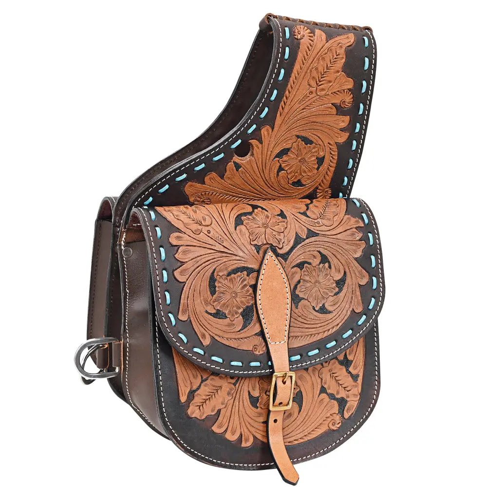 Hilason Soft Leather Horse Saddle Bag Brown | Equestrian Western Adjustable Closure 4