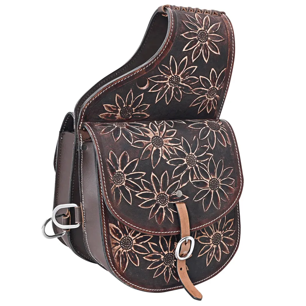 Hilason Soft Leather Horse Saddle Bag Brown | Equestrian Western Adjustable Closure 6